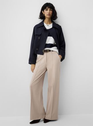 Ichi Womens Embossed seams wide-leg dress pant