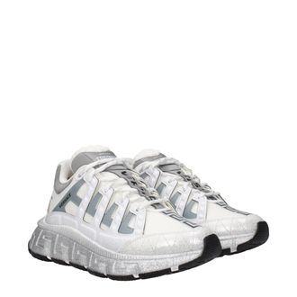 Versace Womens White Fabric Athletic Sneakers