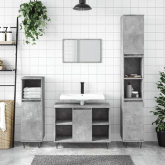 vidaXL Vidaxl - Set Mobili da Bagno 3 pz Grigio Cemento in Legno Multistrato