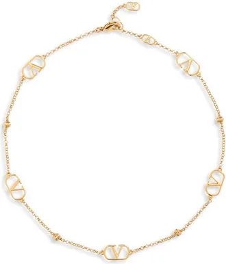 Valentino Garavani VLOGO Signature Station Necklace in Gold at Nordstrom