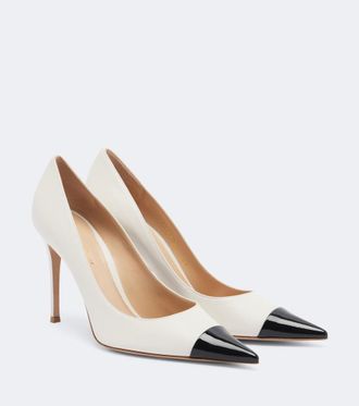 Gianvito Rossi Patent leather-trimmed leather pumps