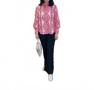 Skies Are Blue Clothing Vivi Embroidery Blouse In Pink-Red