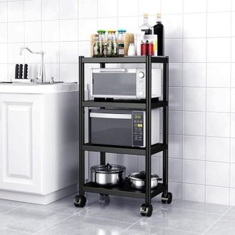 OEM Estanter&iacute;a De Almacenamiento De Cocina Crezuo De 4 Niveles, De Acero Inoxidable, Apta Para Microondas Y Con Ruedas.-crezuo