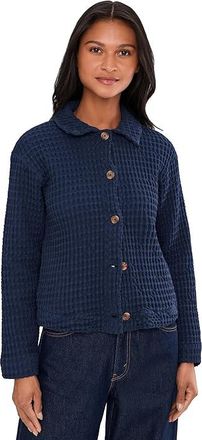Mod-o-doc Long Sleeve Waffle Swing Jacket Womens Sweatshirt Vibrant Navy : LG (US 12-14), Cotton