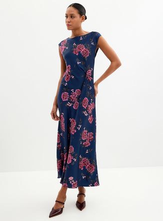 Contemporaine Womens Twisted waist floral satin dress