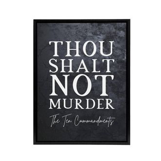 Artery8 Ten Commandments Shalt Not Kill Bible Quote Framed Canvas Wall Art Print in Grey | Size: W24 x H32