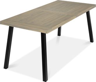 Best Choice Products 6-Person Indoor Outdoor Patio Rustic Acacia Wood Picnic Dining Table w/ Metal Legs