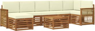 vidaXL Conjunto De Sof&aacute;s De Exterior 7 Uds. Natural Y Crema Vidaxl