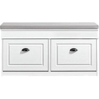 SoBuy SoBuy Shoe Cabinet Storage Shoe Bench Entryway - 2 Flip-Top Doors with Removable Cushion, Storage Chest Shelf for Narrow Entryway L104xW24xH51cm