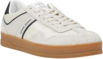 Tommy Jeans Leren Sneakers met Veters - Heren - Sneakers - Wit - 41 EU - Leer - Schoenen