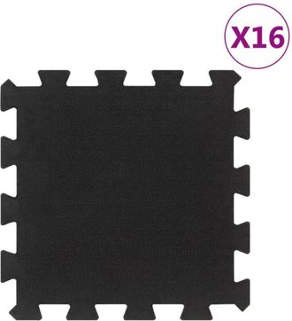 vidaXL Baldosas De Suelo De Goma 16 Unidades Negro 16 Mm 30x30 Cm Vidaxl