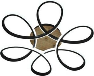 Fabrilamp Plafón LED 130W 14300lm 3000-6500K 61cm Negro/Madera regulable Serie Bandeira