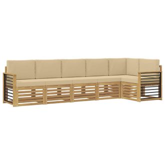 vidaXL Conjunto De Sof&aacute;s De Exterior 6 Pcs Y Beige 306 X 128,5 X 73 Cm Vidaxl