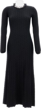 Paco Rabanne Textured Midi Dress With Chain Detail And High Neck