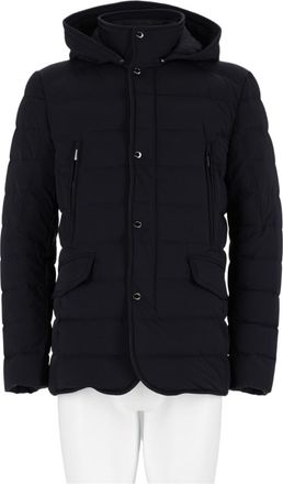 Moorer Blue Quilted Hooded Down Jacket