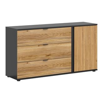 Petits Meubles Aparador 3 cajones 1 puerta negro tableros de part&iacute;culas laminados
