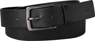 Calvin Klein Lederg&uuml;rtel CALVIN KLEIN WARMTH BUCKLE PEBBLE 35MM FIXED, Herren, Gr. 11,5, schwarz, matte gunmetal, Web, Rindsleder, unifarben, G&uuml;rtel Lederg&uuml;rtel, G