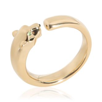 Cartier Pre-Owned Cartier Yellow Gold Onyx and Tsavorite Small Model Panthere de Cartier Ring