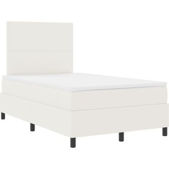 vidaXL Cama Con Base De Resorte Con Colch&oacute;n Y Luz Led Color Crema Doble Peque&ntilde;a De Tela De Pana Vidaxl