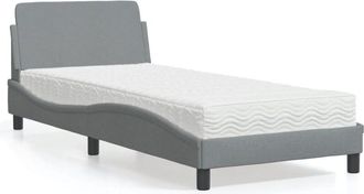 vidaXL Cama Con Colch&oacute;n Tela Gris Claro 90x190 Cm Vidaxl