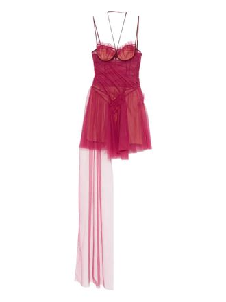 Nensi Dojaka asymmetric draped mini dress - women - Polyamide - M - Red