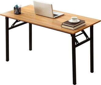 Soges Scrivania pieghevole SOGES, 120 x 60 x 75 cm, scrivania compatta per computer, arredamento per ufficio, scrivania per PC, tavolo da lavoro,Teak Nero