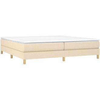 vidaXL Cama Box Spring Con Colch&oacute;n Tela Color Crema 200x200 Cm Vidaxl