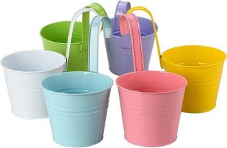 No Brand Macetas Colgantes Grandes De Metal Estilo Vintage - 6 Piezas