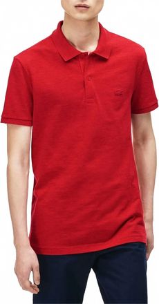 Lacoste Short Sleeve Garment Vintage Slim Polo In Red Dyed