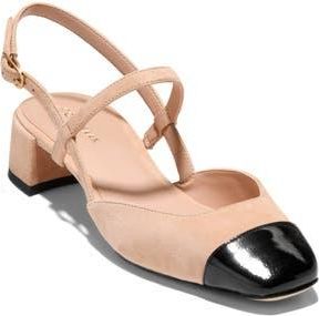 Cole Haan Pella Slingback Pump in Tuscan Sand Suede/black Patent at Nordstrom Rack, Size 8.5
