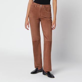 Arma Pantaloni Jean beige in pelle scamosciata