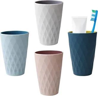 OEM Vaso Para Cepillo De Dientes, Vaso Para Enjuague Bucal Con Boca Lisa Para Viajes, Camping, Accesorios De Ba&ntilde;o Ordenados 4 Piezas, Cuatro Colores