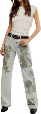 Free People Tinsley Printed Jeans In Blue