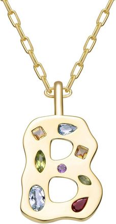 Genevive 14K Plated Cz Alphabetical Necklace