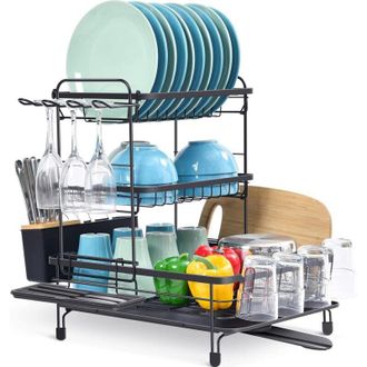 OEM Escurridor De Platos Plegable De 3 Niveles - Soporte Met&aacute;lico Con Boquilla Giratoria De 270&deg; - Almacenamiento De Cocina Optimizado -crezuo