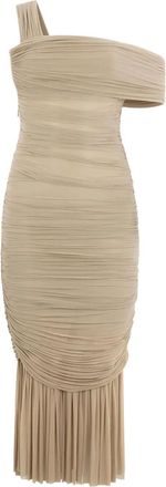 Roberto Cavalli Asymmetrische mini-jurk met ruches - Beige