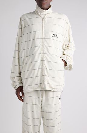 Balenciaga Stripe Track Jacket in Dirty White/Black at Nordstrom, Size Medium