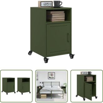 vidaXL vidaXL Comodino con ruote - Comodini 2 pz Verde Oliva 36x39x59 cm in Acciaio