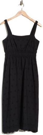 Ellen Tracy Embroidered Eyelet Cotton Midi Sundress in Black at Nordstrom Rack, Size X-Small
