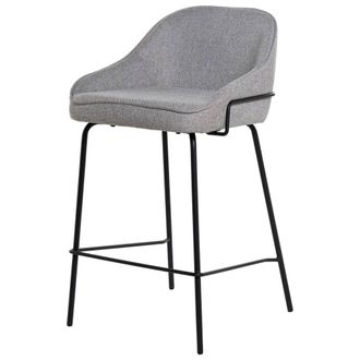 Koketto Home Taburete bajo tapizado en gris claro y patas negras