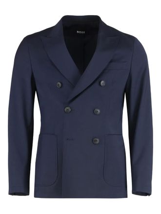 BOSS double-breasted buttoned blazer - Blue