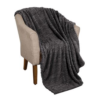 Superior Arctic Boho Knit Jacquard Fleece Throw Blanket Medium Weight Fluffy Bedding by Superior