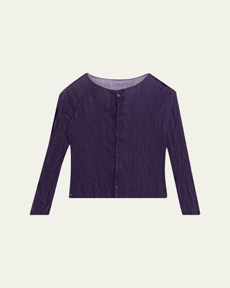 Issey Miyake Twisted Chiffon Plisse Cardigan