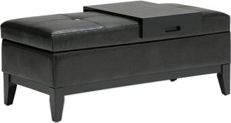 Simpli Home Oregon 42In Contemporary Rectangle Storage Ottoman Bench With Tray