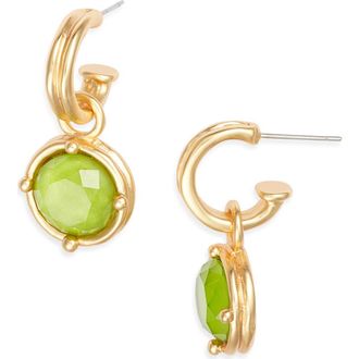 Karine Sultan Round Drop Huggie Hoop Earrings in Gold/light Green at Nordstrom