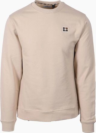 Aquascutum Mens AQUASCUTUM BADGE CREWNECK SWEATSHIRT BEIGE - Cream - Size: 40
