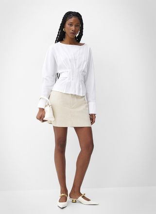 Icone Womens Minimalist linen-blend miniskirt