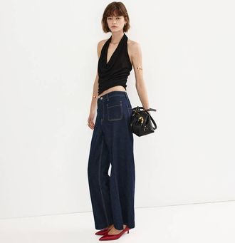 Mango Jeans wide leg tasche toppa blu - Donna - 36 - MANGO