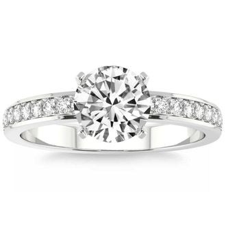 Pompeii3 1/5Ct Lab Grown Diamond & 7mm Moissanite Round Engagement Ring in 10k Gold