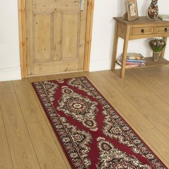 Runrug Hallway Carpet Runner Rug - Soft & Comfy, 9mm -Turkesh in Red | Size: 80 cm x 390 cm